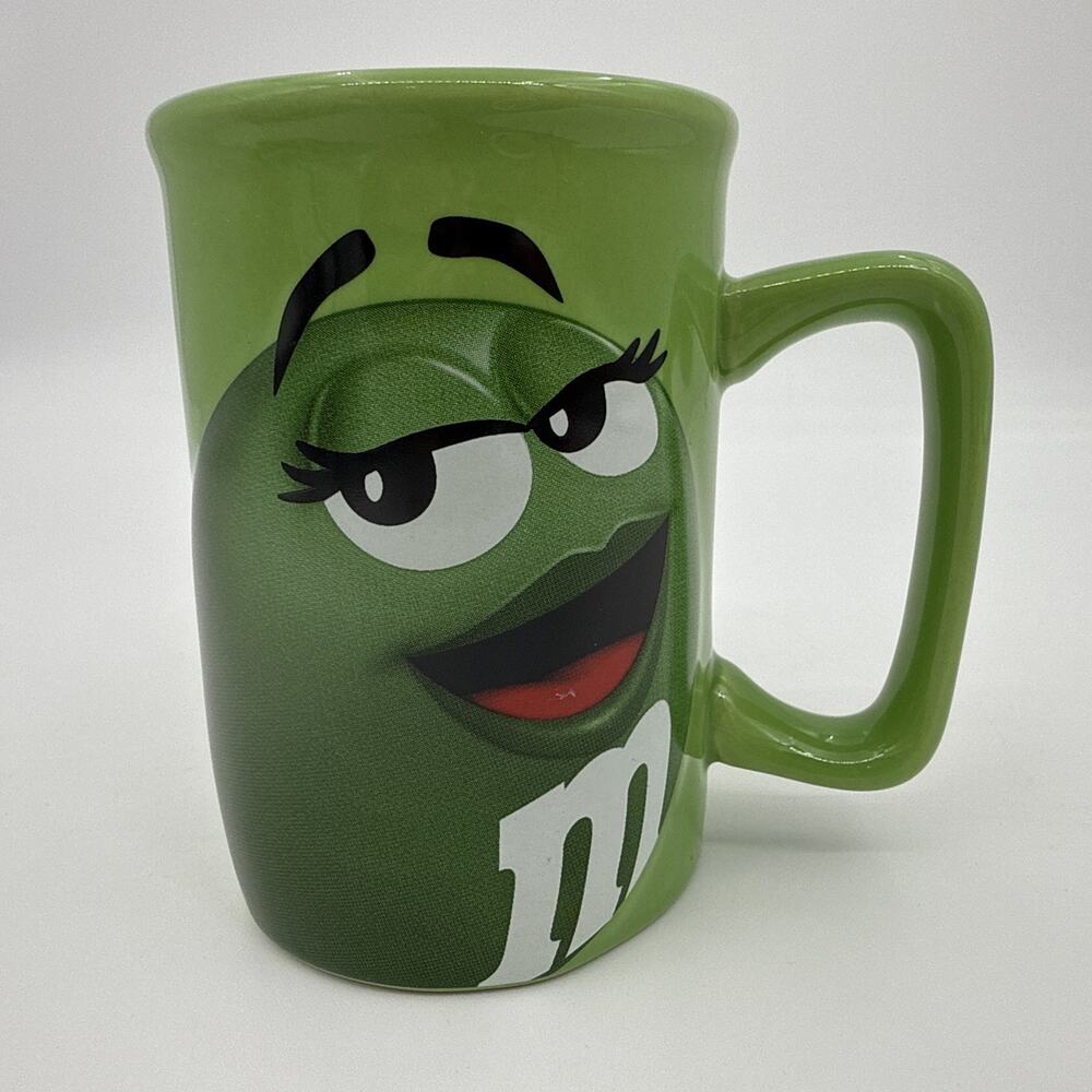M&M Ms Green Coffee Cup Mug Collectibles 2011 Official Eyelashes